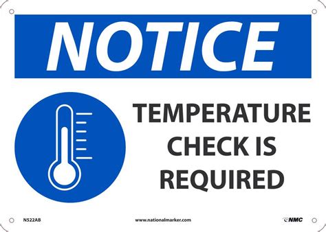 Notice Temperature Check Is Required Sign 10 X 14 Safety Supplies