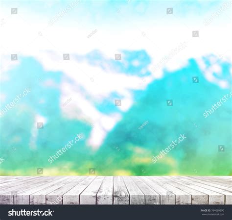 Wood Table Top On Blur Mountains Stock Photo 764069290 Shutterstock