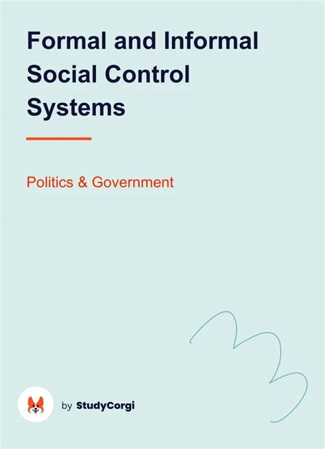 Formal And Informal Social Control Systems Free Essay Example