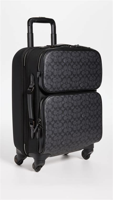 Coach Charter Wheeled Carry On In Signature Canvas In Black For Men