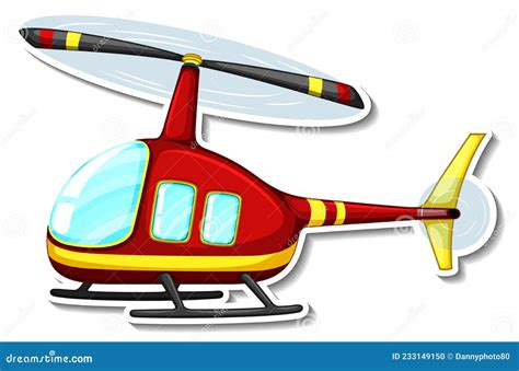 Pegatina De Dibujos Animados De Helicóptero Sobre Fondo Blanco