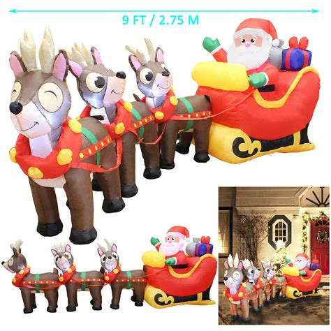Joiedomi 95 Foot Inflatable Santa Claus On Sleigh With Three Reindeer