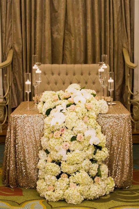 Wedding Reception Decor Bride And Groom Sweetheart Table With Gold