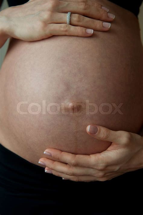 pregnant belly closeup stock image colourbox