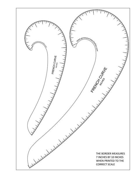 Printable Pdfs Of Imperial And Metric French Curves And Hip Curves