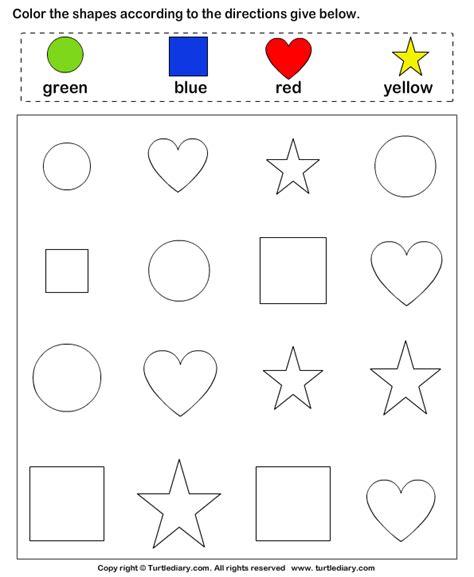Identify Shapes And Color Them Worksheet Turtle Diary