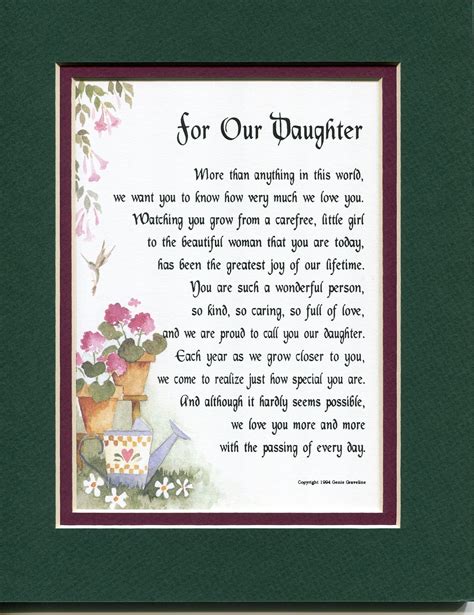 Our Daughter Poem Our Daughter T Daughter Poem Etsy