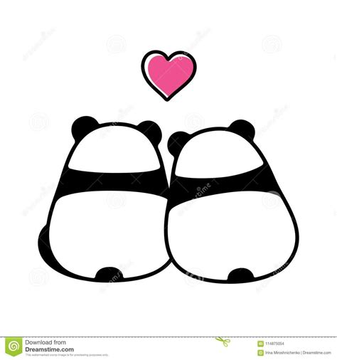 Cute Panda Couple In Love Stock Vector Illustration Of Japanese