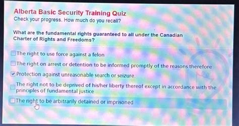 Alberta Basic Security Training Quiz Check Your