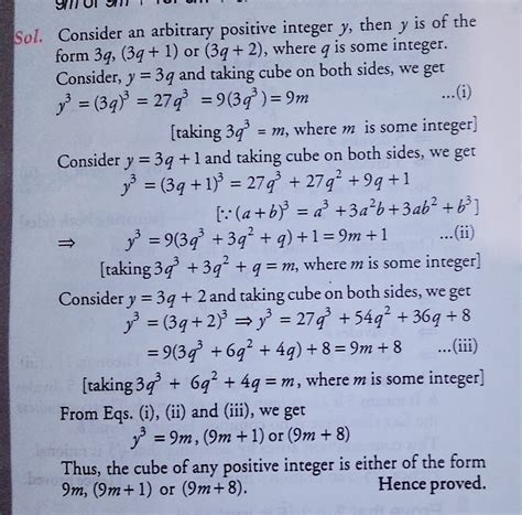 use division algorithm to show that the cube of any positive integer is of the form 9m 9m 1 or