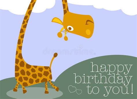 Funny Smiling Giraffe Happy Birthday Card Stock Vector Illustration