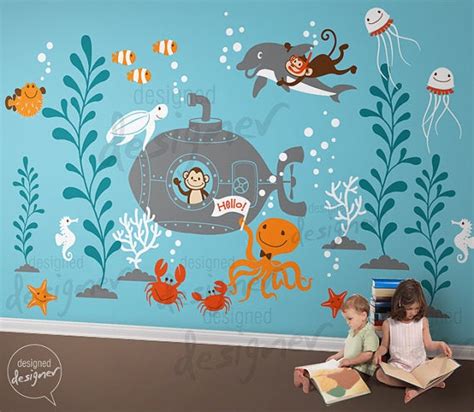 design underwater theme decal stickers  nursery kids room