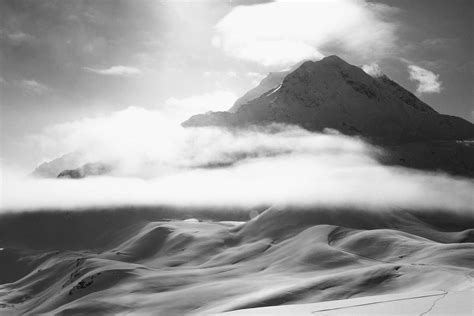 Mountain Grayscale Photo Of Mountain Covered By Fogs Alps Image Free Photo