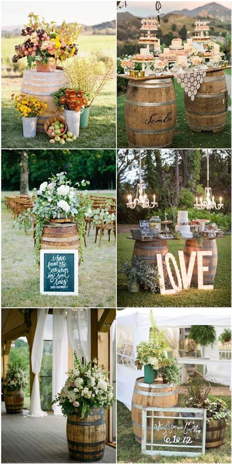 Country Chic Wine Barrel Theme Wedding Decoration Ideas Wine Barrel