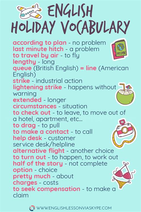 intermediate english holiday vocabulary useful english for everyday use learn english