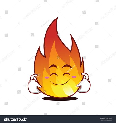 Vektor Stok Cute Smile Fire Cartoon Character Vector Tanpa Royalti