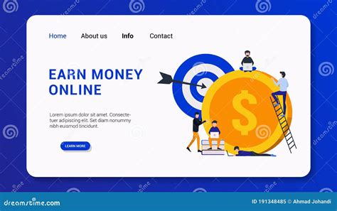 Earn Money Online Landing Page Template Graphic Design Illustration