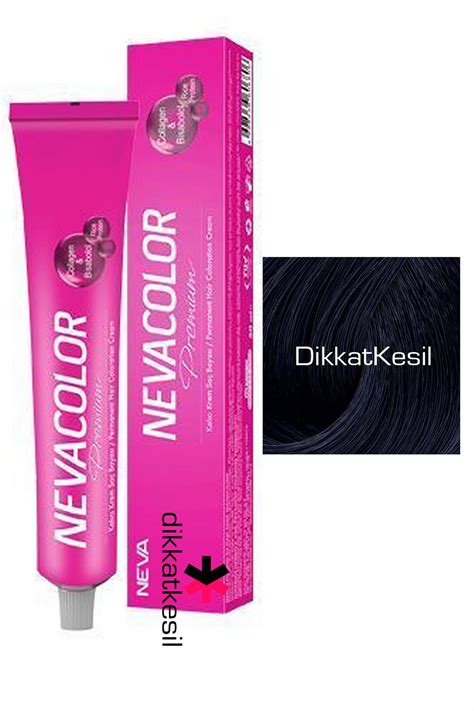 Nevacolor 1 1 Mavi Siyah Renk Premium Kalıcı Krem Saç Boyası Tüp 50 ml