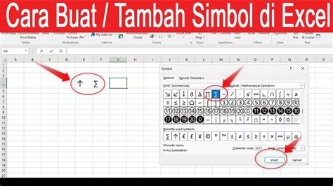 Cara Membuat Atau Menambah Simbol Di Excel Youtube