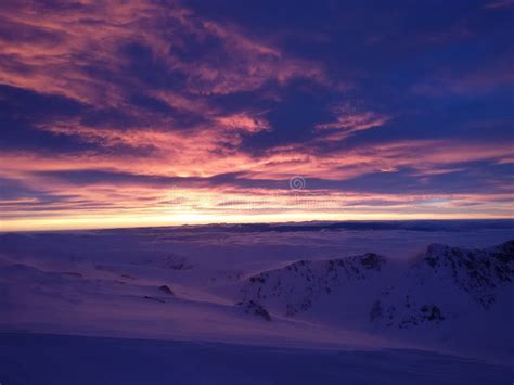 Sunrise In The Mountain Winter Windy Mountain Stock Image Image Of
