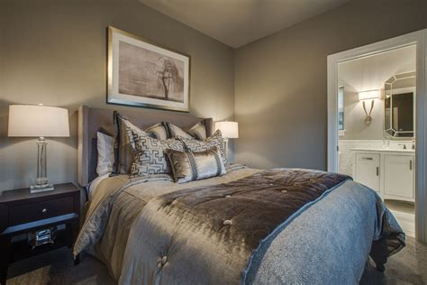 Transitional Gray And Taupe Bedroom With Greek Key Accents Creative