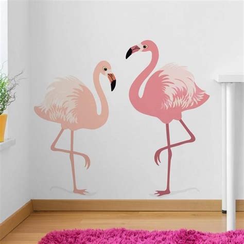 Large Wall Sticker Set Of Two Flamingos Decals Wall Tattoo Etsy