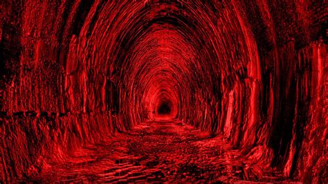 Full Hd Wallpaper Tunnel Infinity Dark Red Desktop