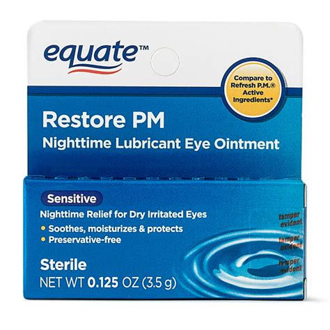 Equate Lubricant Eye Ointment Sensitive Nighttime Relief 0125 Oz