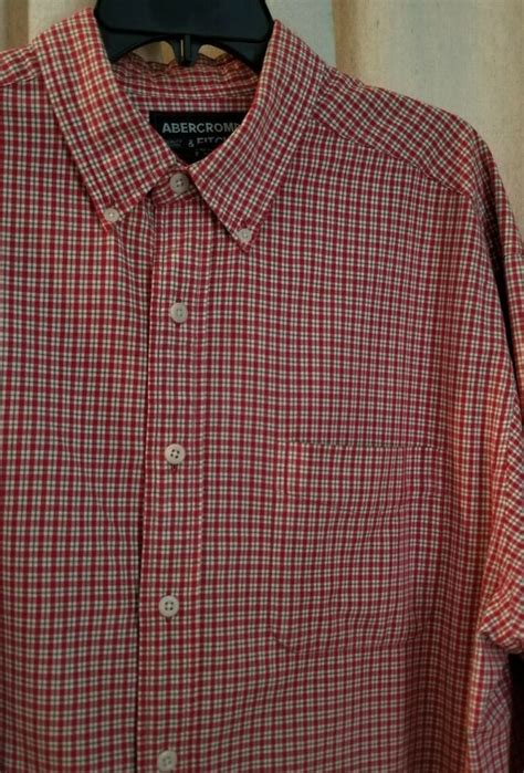 abercrombie and fitch mens outdoor button up shirt long sleeve medium check red ebay long