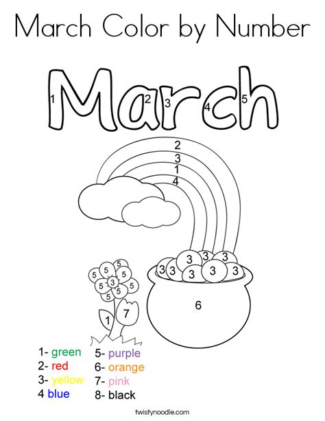 March Color by Number Coloring Page - Twisty Noodle