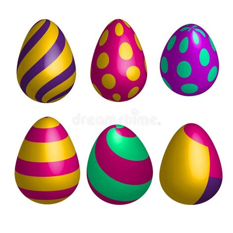 Vector Set Of Realistic Happy Easter Eggs In Different Forms Isolated