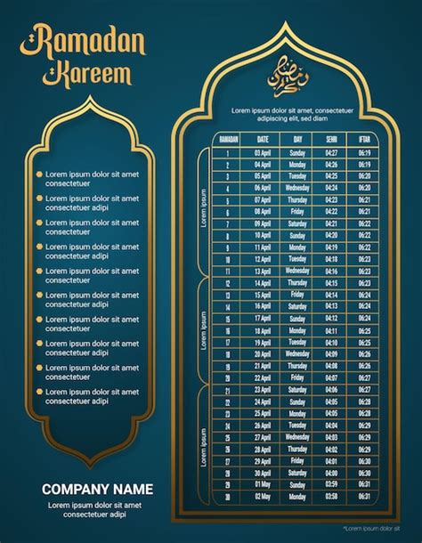Premium Vector Ramadan Calendar Template