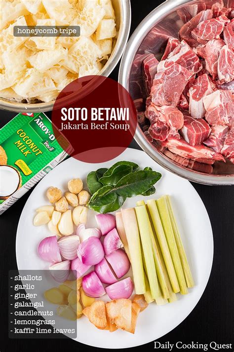 This rich and fragrant meat broth delight is brightened by fresh turmeric and herbs, with skinny rice. Soto Betawi - Jakarta Beef Soup | Recipe in 2020 | Flat belly foods, Beef soup recipes, Cooking ...