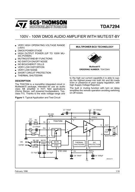 Switch 1a fuse 4* diodes 5a/200v. Tda7294 Amplifier Circuit Diagram Pdf - Diagram