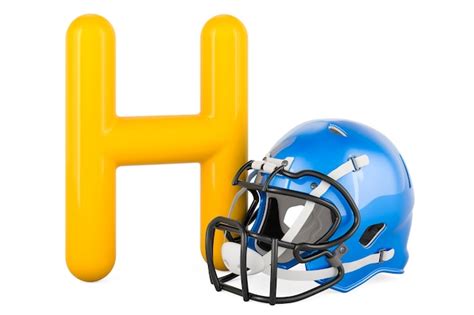 Premium Photo Kids Abc Letter H With Football Helmet 3d Rendering
