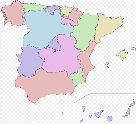 España Mapa Político De Las Divisiones Administrativas Comunidades