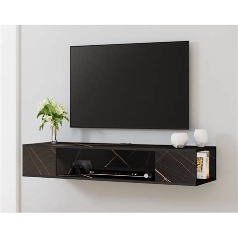 Fitueyes Floating Tv Stand Wall Mounted Media Console Black