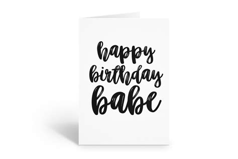 Happy Birthday Babe Card For Her Elegant Birthday Card For Etsy