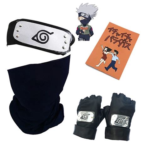 Anime Hatake Kakashi Mask Gloves Headband Kunai Uzumaki Sign Wristband