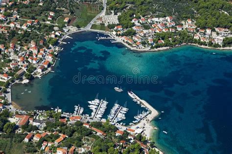 Aerial View Of Lumbarda Town On Korcula Island Adriatic Sea Stock