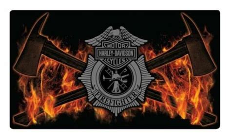Harley Davidson Embossed Firefighter Axes Tin Sign 165 X 95 Inches