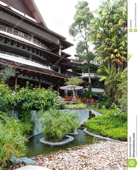 Tropical Resort Lobby Garden Landscaping Royalty Free