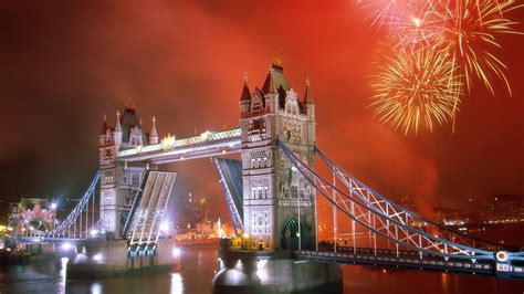 Wallpaper London City Cityscape Night Reflection Sky Fireworks
