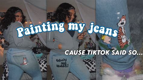 Upcycling And Painting My Jeans Cause Tiktok Said Its Coolpainting