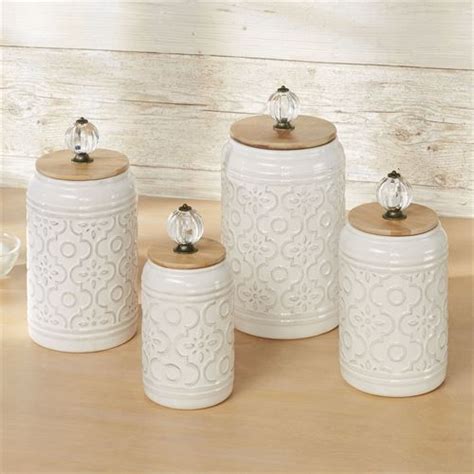 Bria Ivory Ceramic Kitchen Canister Set Of 4 Ceramic Kitchen Canisters Ceramic Kitchen