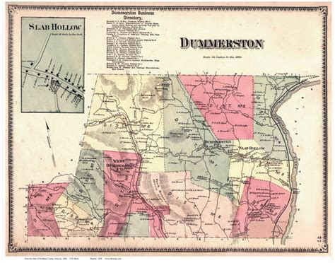 Dummerston Vermont 1869 Old Town Map Reprint Windham Co Old Maps