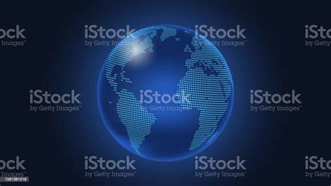 Dark Blue Vector Background Digital Dotted Globe Stock Illustration