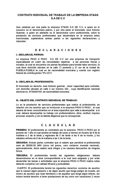 Contrato De Trabajo Ejemplos Y Formatos Word Pdf Images