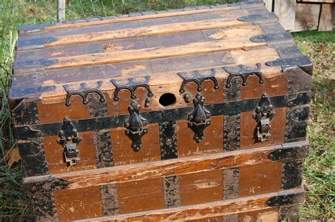 Antique Slat Wooden Trunk Etsy Wooden Trunks Wooden Wooden Chest