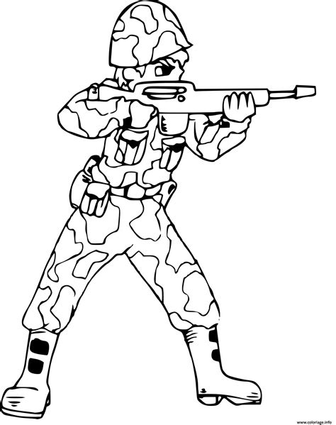 Coloriage Soldat Avec Fusil Et Combinaison Camouflage Dessin Militaire à Imprimer